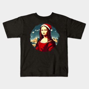 Mona Lisa Santa Hat Funny Christmas Art For Men Women Kids T-Shirt